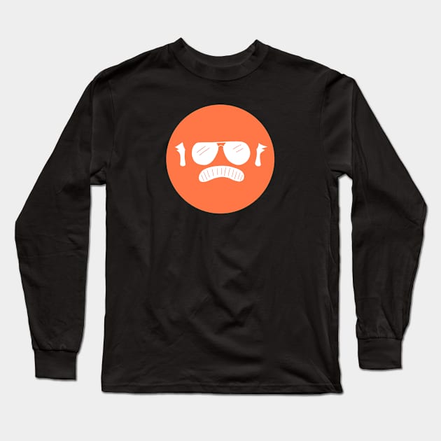 orange baldstache logo Long Sleeve T-Shirt by baldstache 